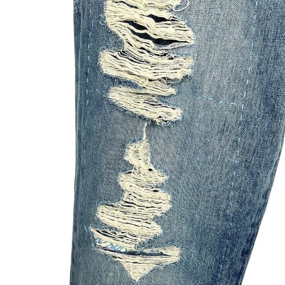 FRAME x Julia Sarr Jamois Jeans Blue Crochet Baggy Low Rise Straight Size 26 - Picture 4 of 12